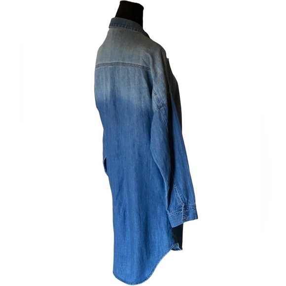 Life in Progress Denim Shirt Jacket Women’s Size Medium Destroyed Blue Baddie - Picture 9 of 11